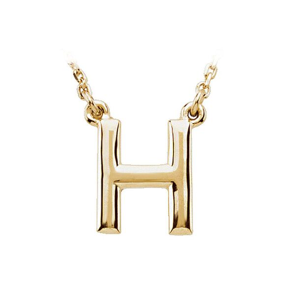 14K Yellow Gold, Kendall Collection, Block Initial H Necklace, 16 Inch - Picture 1 of 4